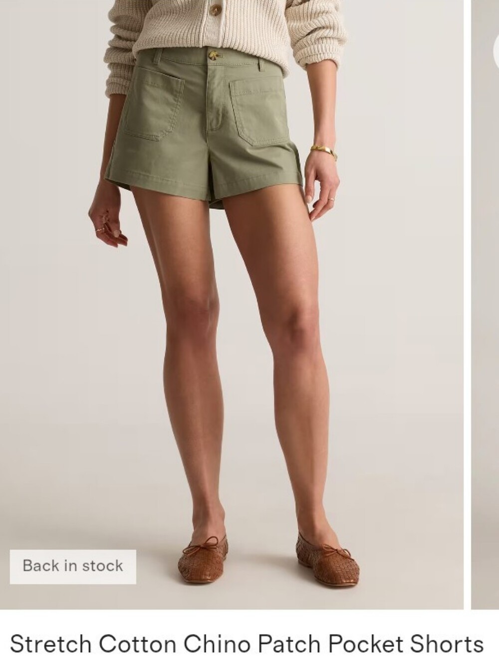Quince Olive Green Cotton Blend Shorts